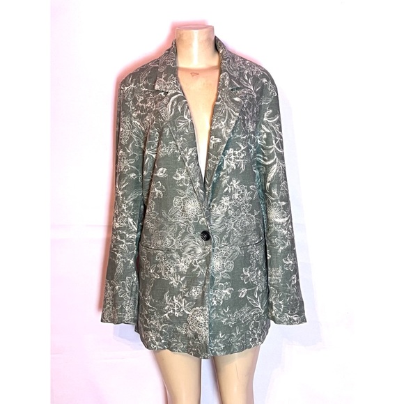 BRAND NEW BECKETT GREEN FLORAL SINGLE BUTTON BLAZER SIZE XL - Picture 2 of 7